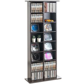 VEVOR Media Storage Cabinet, 8-Layer DVD Shelf Holds 464 CDs, Adjustable CD Shelves 16 Compartments, Protects & Organizes Music, Movie